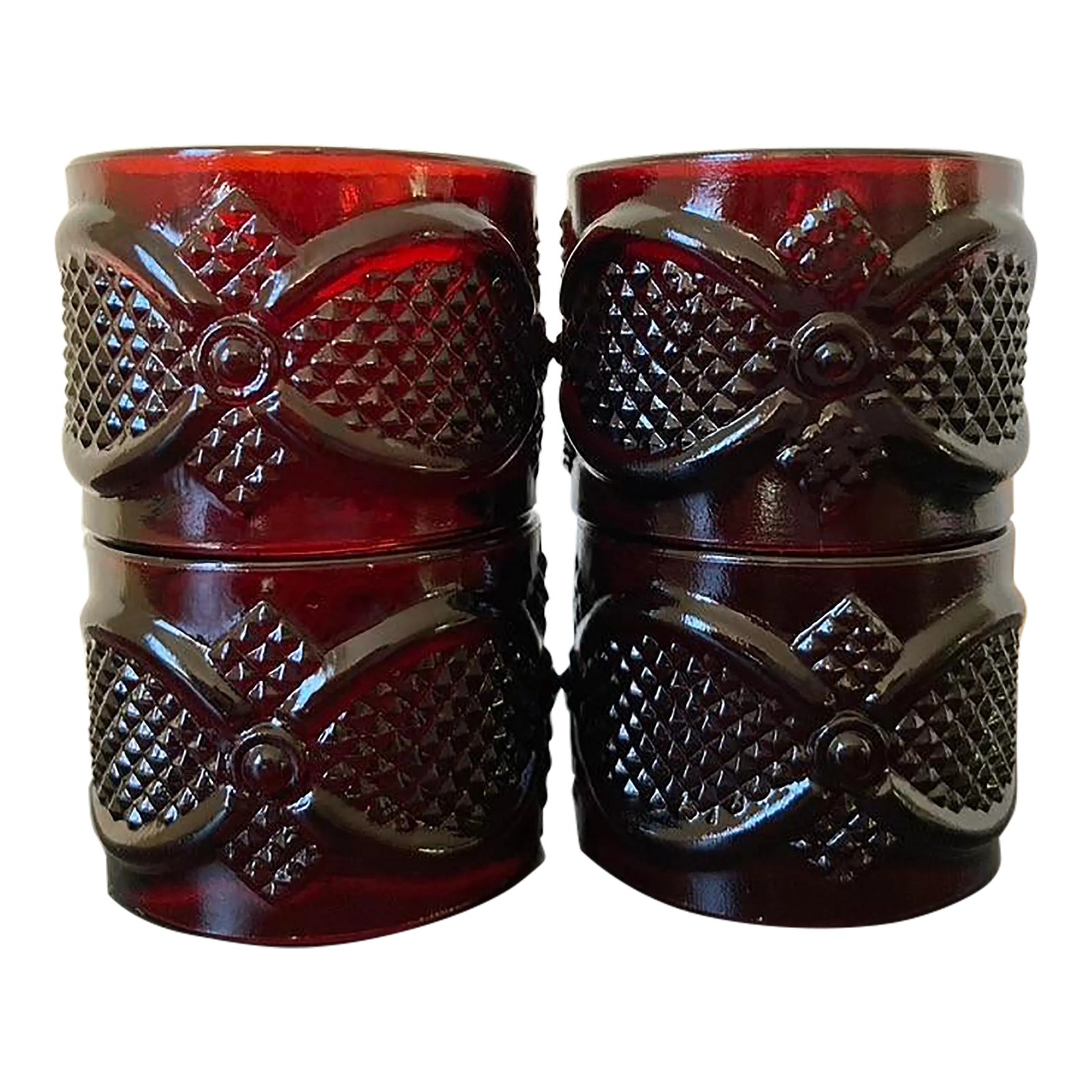 Regency Ruby Red Art Glass Napkin Rings- Set of 4 | Chairish
