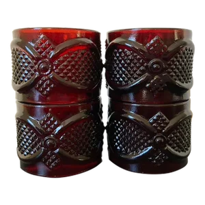 Regency Ruby Red Art Glass Napkin Rings- Set of 4