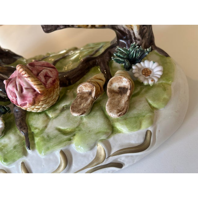 Large Capodimonte Porcelain Figural Sculpture of Children and Dog on Seesaw Mid to Late 20th Century For Sale In Houston - Image 6 of 12