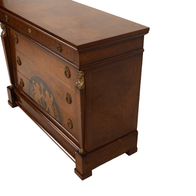 1980s Empire Style Chest of Drawers W/ Griffin Motifs &Hidden Drawer, Neoclassical Dresser For Sale - Image 13 of 18