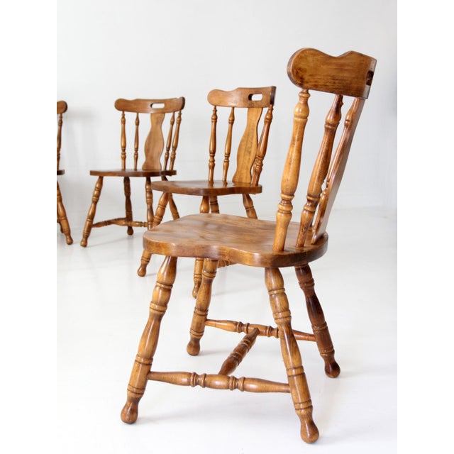 Mid-Century Colonial Revival Spindle Back Wood Dining Chairs Set of 6 For Sale - Image 15 of 15