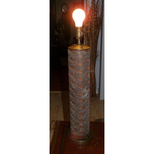 Early 20th Century Vintage Pair Wallpaper Printing Roller Table Lamps Antique Roller Cylinder Lamps For Sale - Image 5 of 16