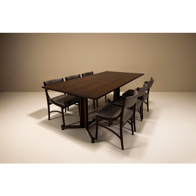 Wood Vintage Italian Dining Table in Mahogany, Rosewood and Brushed Brass, Italy For Sale - Image 7 of 12