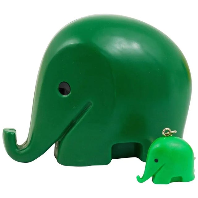 Green Elephant Drumbo Money Bank attributed to Luigi Colani for Dresdner Bank, 1970s For Sale - Image 11 of 11