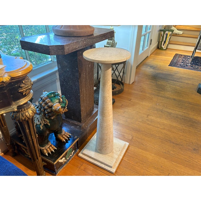 Cream Italian Modern Travertine Pedestal by Angelo Mangiarotti For Sale - Image 8 of 11