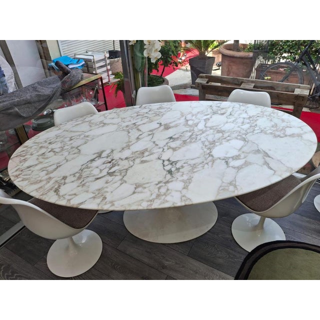 1980s Oval Tulip Table in Calacatta Marble by Eero Saarinen for Knoll International, 1980 For Sale - Image 5 of 7