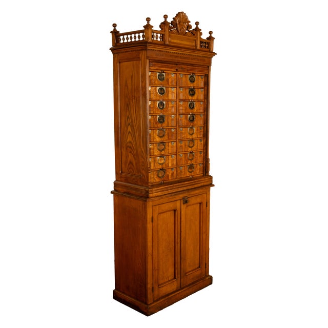 Antique American Carved Oak Victorian Roll Top Letter File Cabinet Amberg Co, 1883 For Sale In Portland, OR - Image 6 of 16