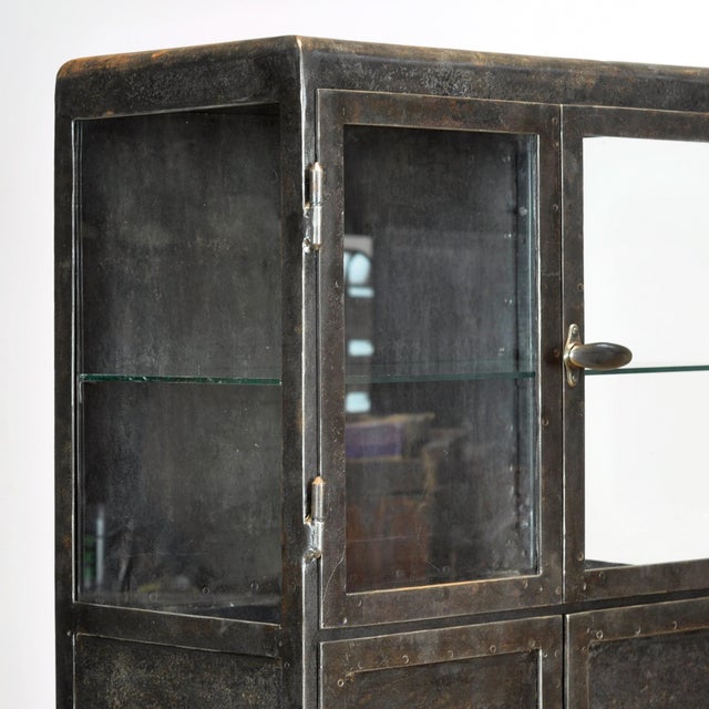 Antique Industrial Metal Display Cabinet, 1920 For Sale - Image 6 of 14