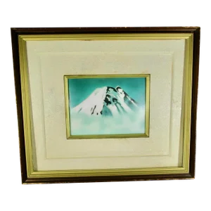 Japanese Framed Mt. Fuji Cloisonne Panel Circa 1980s'