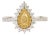 Transitional 1ct Yellow Diamond Double Halo 18k Gold Pear Engagement Ring Size 7 For Sale