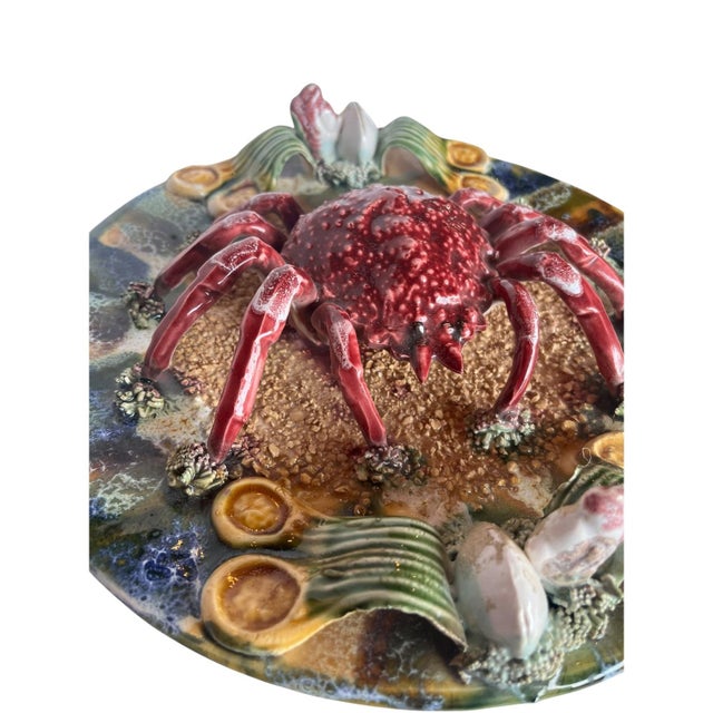 A wonderfully exuberant late 19th century Portuguese Palissy ware majolica plate, circa 1880, attributed to José A. Cunha...