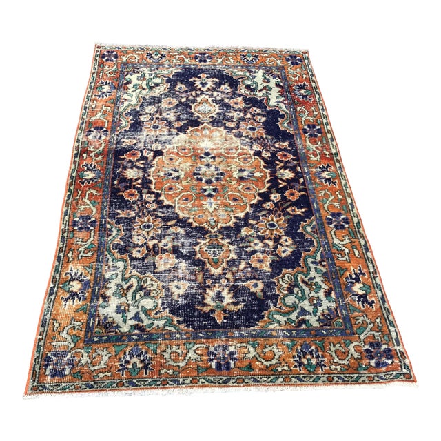 1960s Vintage Turkish Rug - 3′10″ × 6′6″ For Sale