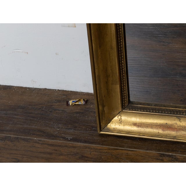 Wood French Turn of the Century 1900s Narrow Giltwood Split Mirror with Molded Frame For Sale - Image 7 of 10