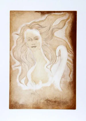 Hank Laventhol, "Leda and Swan," Aquatint Etching