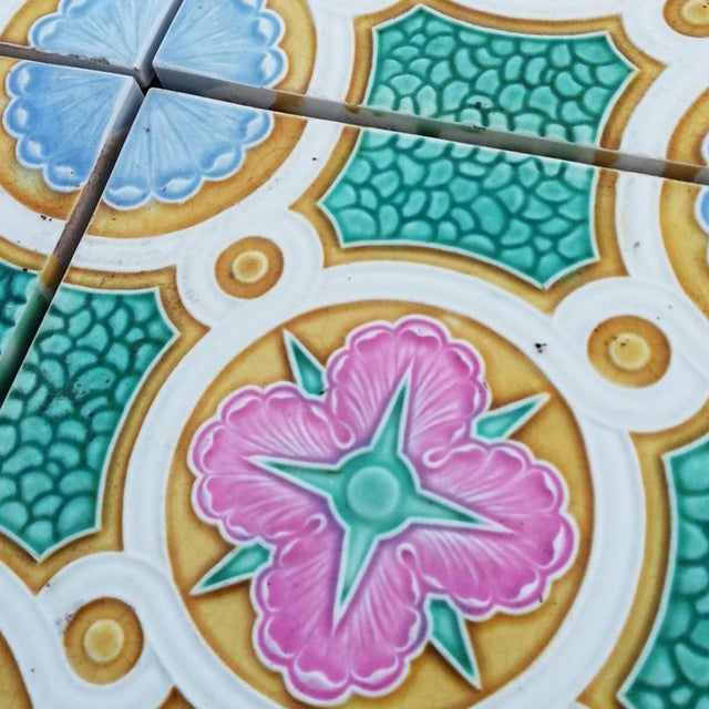 Ceramic Antique Ceramic Tile attributed to Faiencerie De Bouffioulx, Belgium, 1920s For Sale - Image 7 of 15