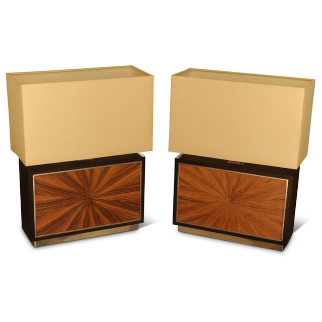 Sunburst Table Lamps in Chrome and Shades by Linley Chelsea, Set of 2 For Sale - Image 3 of 9