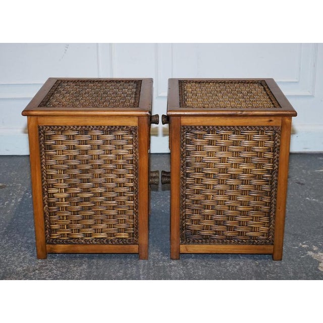 Vintage Rattan Bedside Tables with Drawer, Set of 2 For Sale - Image 10 of 15