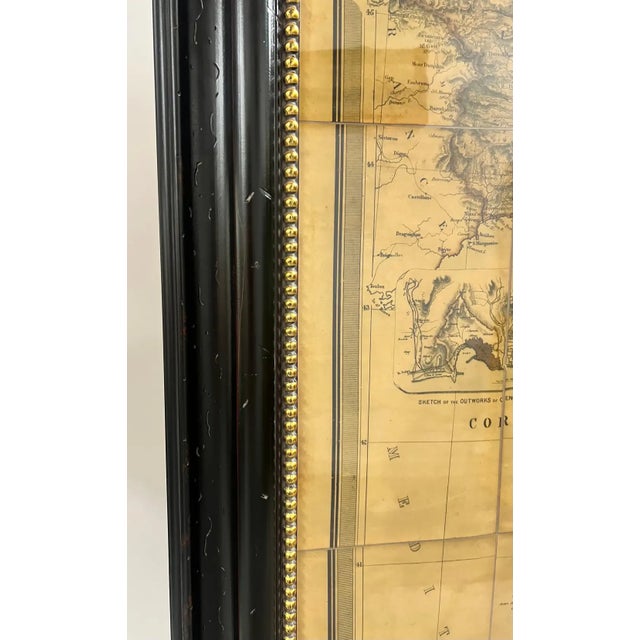 Large Vintage Antiqued Stanford Map of Italy in Black & Gold Frame 1990's For Sale - Image 4 of 15