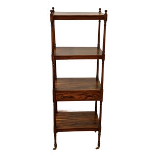 1910s Antique English Regency Rosewood Book-Match Etagere Display With 4 Shelves For Sale