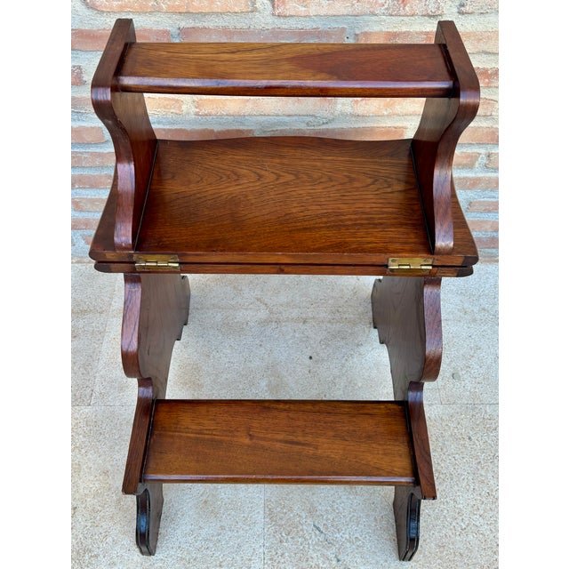 Wood French Library Steps in Walnut, 1890s For Sale - Image 7 of 17
