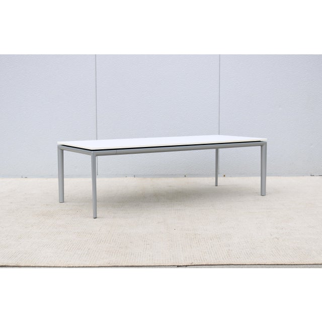 2020s Modern Chris Adamick for Allsteel Parallel Rectangular White Top Coffee Table For Sale - Image 5 of 12