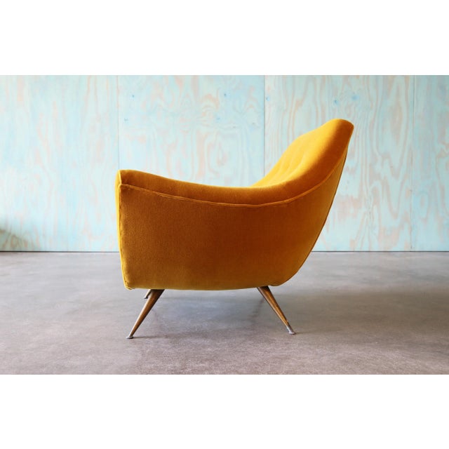 Metal 1950s Henry Glass Lounge Chair Brass Legs Gold Mohair Mid Century Modern For Sale - Image 7 of 13