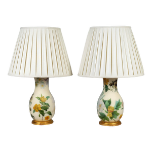 Pair Decalcomania Vase Lamps and Shades