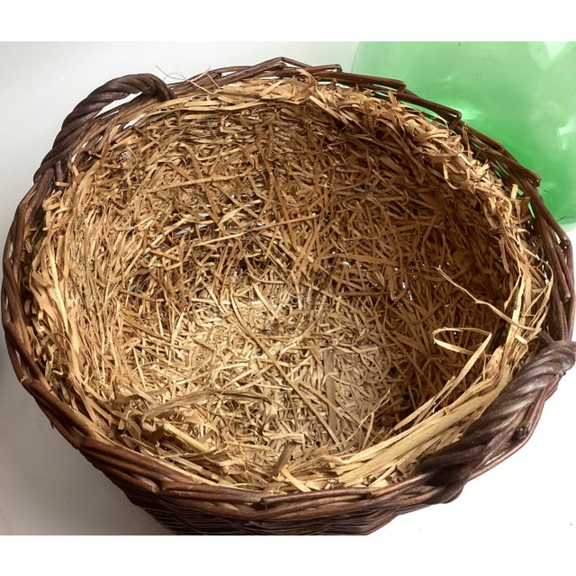 Antique Demijohn Green Glass Bottle in Original Basket For Sale In New York - Image 6 of 6