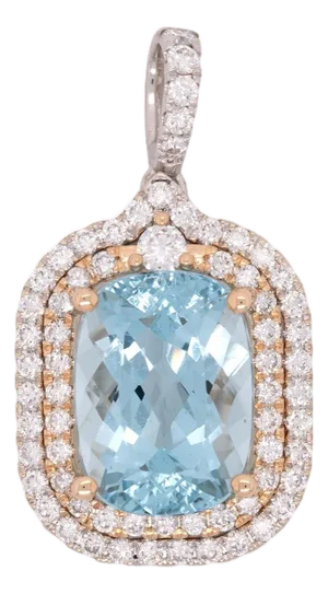 4.9Ct Santa Maria Aquamarine Pendant With Natural Diamond Accents: 14k Gold