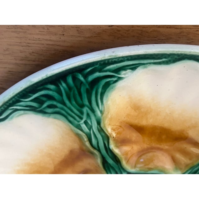 Art Nouveau Salins French Majolica Oyster Plate, c.1890 For Sale - Image 3 of 8