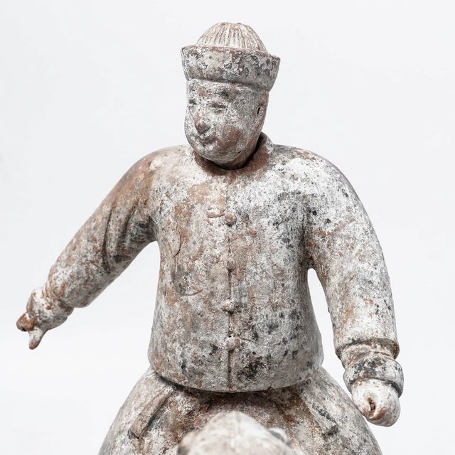 15th Century & Earlier Chinese Tang Dynasty Earthenware Horse and Rider Tomb Figure (Mingqi), 618-907ad For Sale - Image 5 of 8