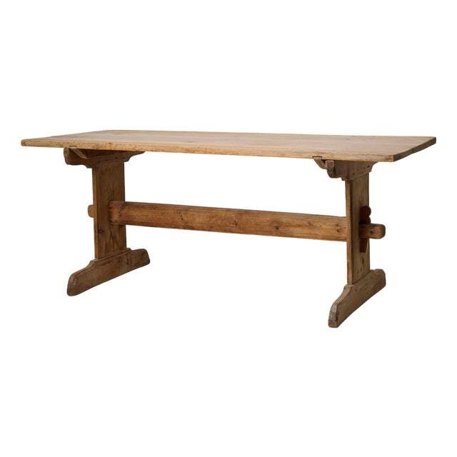Antique Swedish Rustic Trestle Dining Table or Worktable For Sale