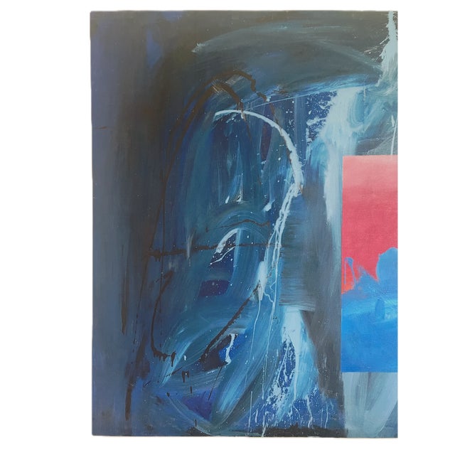 1990s Vintage Large Signed "Engulfed Ocean Sunset" Abstract Painting For Sale - Image 5 of 8