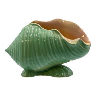 Roseville Ming Tree Conch Shell Planter / Vase Green, Pink 1949 For Sale