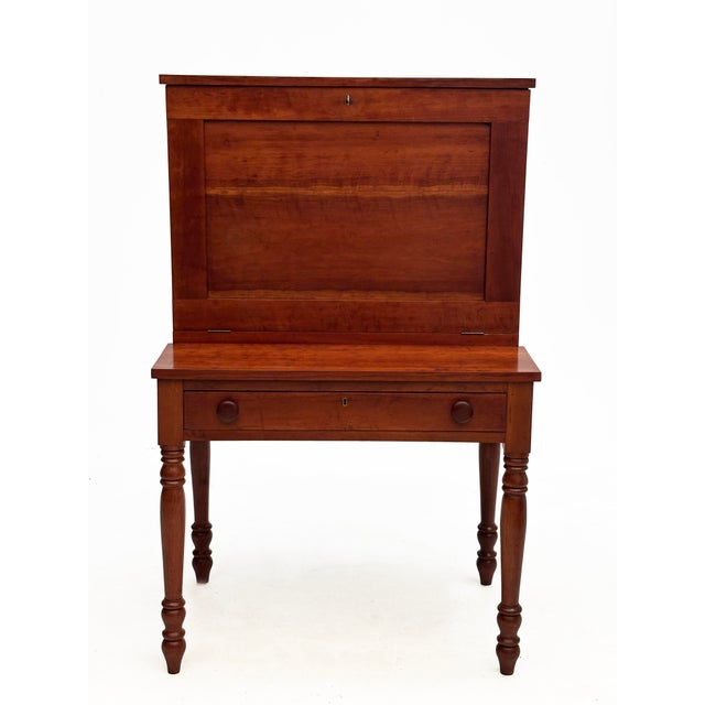 American 19th C American Cherry Plantation Desk Country Secretary Fall Front For Sale - Image 3 of 17
