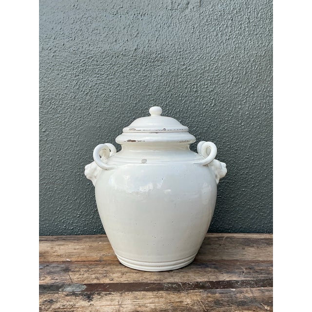 Ceramic Vintage Glazed Ceramic Lidded Urn For Sale - Image 7 of 12