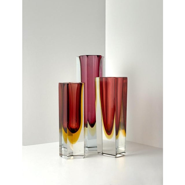 Glass Murano Glass Faceted Sommerso Vase by Mandruzzato, 1960s For Sale - Image 7 of 8