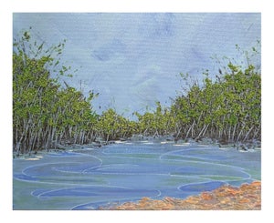 A Pond Brings Peace Acrylic Painting Unframed 8 X 10" Nature Theme Wall Art