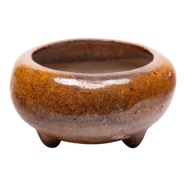 Vintage Chinese Persimmon Glazed Censer For Sale