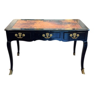 Early 19th Century French Ebonized Bureau Plat With Leather Top For Sale