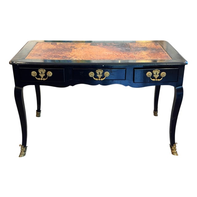 Early 19th Century French Ebonized Bureau Plat With Leather Top For Sale