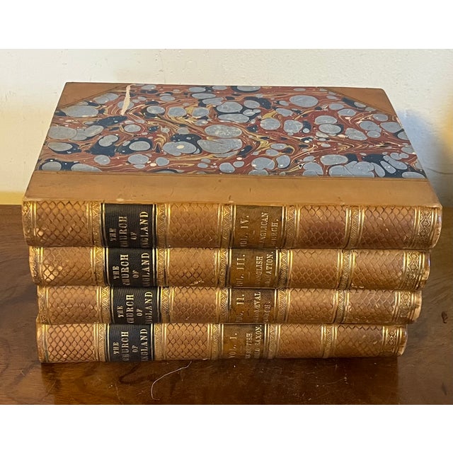 Antique 19th Century Fine Leather Bindings - History Books - The Church of England - 4 Volumes For Sale - Image 4 of 11