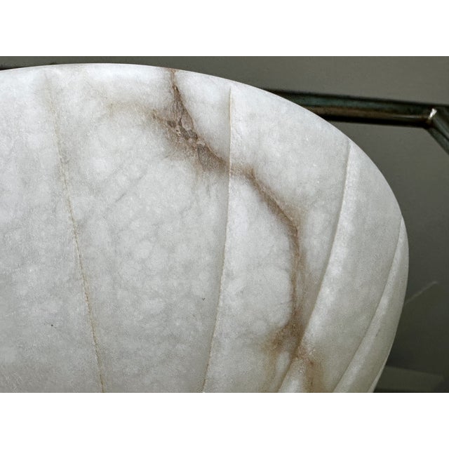 1980s French Directoire Style Incised Star Alabaster Flush Mounts - Pair For Sale - Image 12 of 18