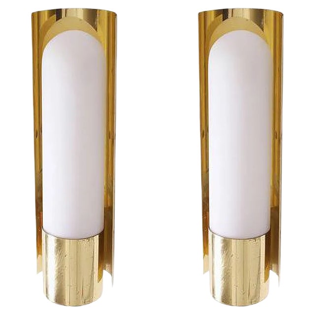 Brass and Glass Wall Light or Sconce from Glashütte Limburg, 1970s For Sale