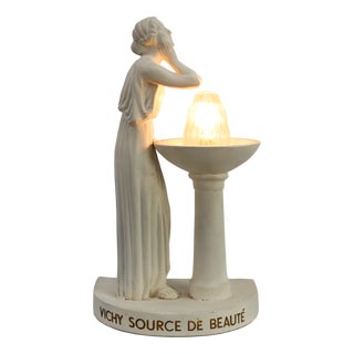 Art Deco Vichy Advertising Lamp in Plaster, Belgium, 1930s For Sale