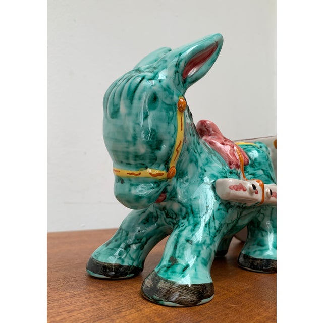 Vintage Italian Handpainted Donkey with Cart Bowl Sculpture from Deruta, Italy For Sale - Image 15 of 18