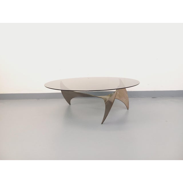 Mid-Century Modern Vintage Propeller Coffee Table in Steel and Smoked Glass by Knut Hesterberg, 1960s For Sale - Image 3 of 15