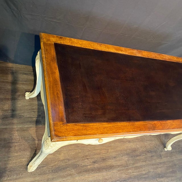 French Provincial Louis XV Style Paint Decorated Writing Desk For Sale - Image 9 of 14