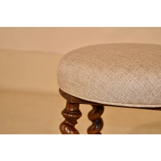 Wood 19th Century French Oak Upholstered Stool For Sale - Image 7 of 8