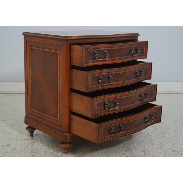 Alfonso Marina Pair of Alfonso Marina Mahogany Bow Front Inlaid Nightstands For Sale - Image 4 of 18